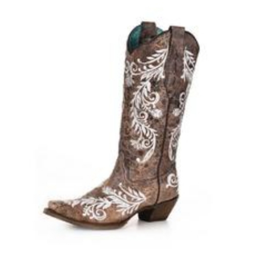 Corral Western Cowgirl Boots Embroidered Tan Brown Leather - Picture 11 of 11